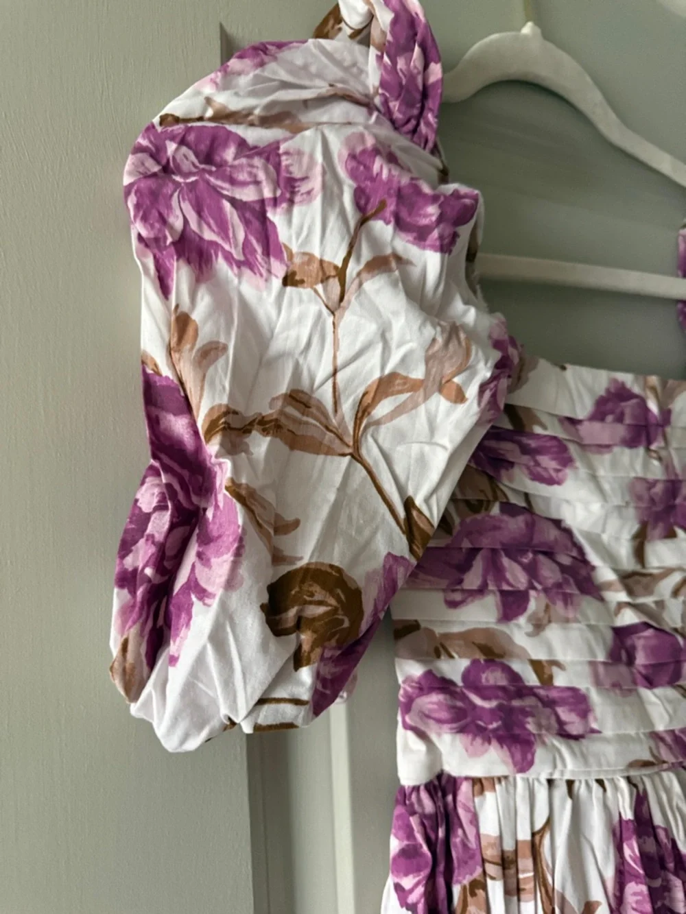 Abercrombie & Fitch White Maxi Dress with Purple Floral Print